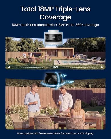 REOLINK OMVI 3i PoE Triple-Lens PoE Security Camera with Auto Tracking | 10MP 180° Panoramic & 4K PT, AI Video Search, 24/7 Recording, Perimeter Protection, Color & IR Night Vision, Smart Detection in Kuwait