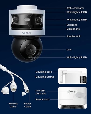 REOLINK OMVI 3i PoE Triple-Lens PoE Security Camera with Auto Tracking | 10MP 180° Panoramic & 4K PT, AI Video Search, 24/7 Recording, Perimeter Protection, Color & IR Night Vision, Smart Detection in Kuwait