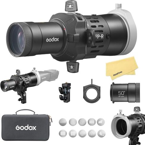 Godox FP-R-50 FP-R 50° Flash Projector for Round Head Flash Speedlite,Built-in 4 Leaf Shutters,360°Rotatable,EF Lens Mount,Attachment for Godox V1/V1 Pro/V100/AD100Pro/AD100Pro ll/AD200Pro/AD200Pro ll in Kuwait