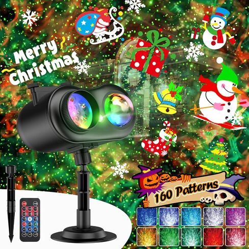 3 in 1 Christmas Projector Outdoor with Firefly & Ocean Wave Light, 160 HD Patterns Christmas Decor, 3D Dynamic Christmas Holiday Snowflake Projector Waterproof w/Timer for Outdoor Indoor Light Show in Kuwait