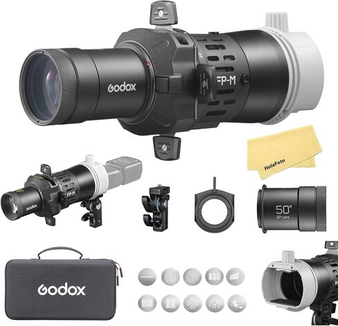 Godox FP-M-50 FP-M 50° Flash Projector for Square Head Flash Speedlite,Built-in 4 Leaf Shutters,360°Rotatable,EF Lens Mount,Attachment for Godox TT685II/TT600/V850/V860III/TT520III/V480/AD200Pro II in Kuwait