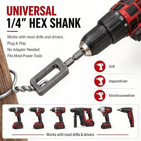 Heavy Duty Electric Drill Wire Twisting Tool with 1/4" Hex Shank, Professional Wire Twister for Fencing, Rebar Tying, Construction & Electrical Work in Kuwait