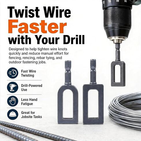 Heavy Duty Electric Drill Wire Twisting Tool with 1/4" Hex Shank, Professional Wire Twister for Fencing, Rebar Tying, Construction & Electrical Work in Kuwait