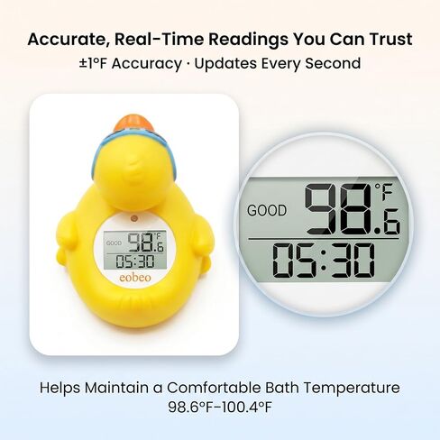 Baby Bath Thermometer, Floating Duck Infant Water Thermometer for Newborns | Good/Cool/Hot Display, LED & Sound Alarm, Adjustable High-Temp Alert, ±1°F Accuracy, BPA-Free IPX7 Duck for Newborn Baths in Kuwait