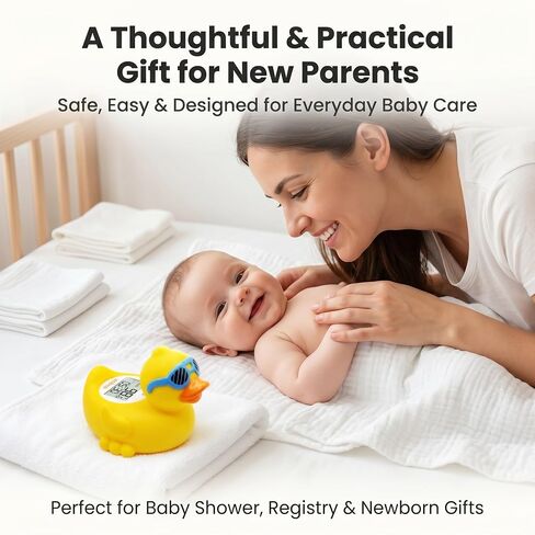 Baby Bath Thermometer, Floating Duck Infant Water Thermometer for Newborns | Good/Cool/Hot Display, LED & Sound Alarm, Adjustable High-Temp Alert, ±1°F Accuracy, BPA-Free IPX7 Duck for Newborn Baths in Kuwait