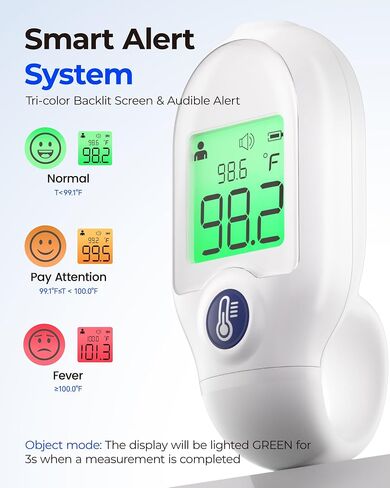 Forehead Thermometer for Adults Kids, Non-Contact Baby Thermometer, Medical Infrared Digital Thermometer, Instant and Accurate Reading with LCD Display, Fever Alarm, Mute Code, Portable Mini in Kuwait