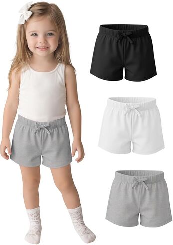 3 Pack Toddler Girls Shorts 18M-5Y Pull on Shorts Bottoms Cute Bow Elastic Waist Loose Casual Summer for Baby Girls in Kuwait