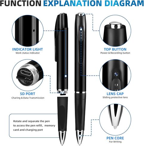 1080P Mini Hidden Camera，HD Camera Pen – Nanny Cam Mini Security Cameras，Long Battery Life，Easy to Use，Micro Pen Camera for Important Moment【2026 Upgrade】 in Kuwait