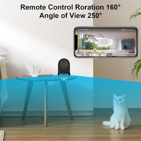 Security Camera WiFi Wireless Phone Charger, Security Cam Motion Activated,HD1080P(Rotate Lens) with 250°Viewing Angle, camaras espias ocultas for Home Office Security(2.4/5G) in Kuwait