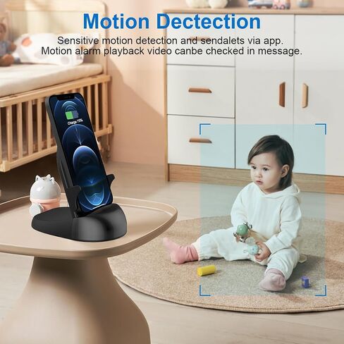 Security Camera WiFi Wireless Phone Charger, Security Cam Motion Activated,HD1080P(Rotate Lens) with 250°Viewing Angle, camaras espias ocultas for Home Office Security(2.4/5G) in Kuwait