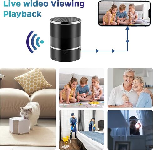 Security Camera Motion Activated Bluetooth Speaker, 270° Viewing Angle, 2.4G /5G Dome Cams with Phone App, Hd 1080P, Wireless WiFi Nanny Cam for Home Offices Store（Black） in Kuwait