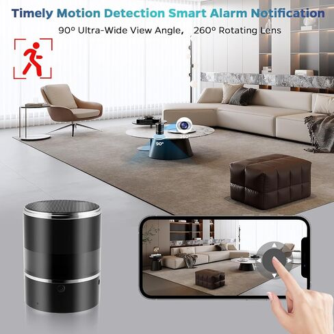 Security Camera Motion Activated Bluetooth Speaker, 270° Viewing Angle, 2.4G /5G Dome Cams with Phone App, Hd 1080P, Wireless WiFi Nanny Cam for Home Offices Store（Black） in Kuwait