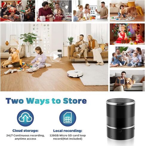 Security Camera Motion Activated Bluetooth Speaker, 270° Viewing Angle, 2.4G /5G Dome Cams with Phone App, Hd 1080P, Wireless WiFi Nanny Cam for Home Offices Store（Black） in Kuwait