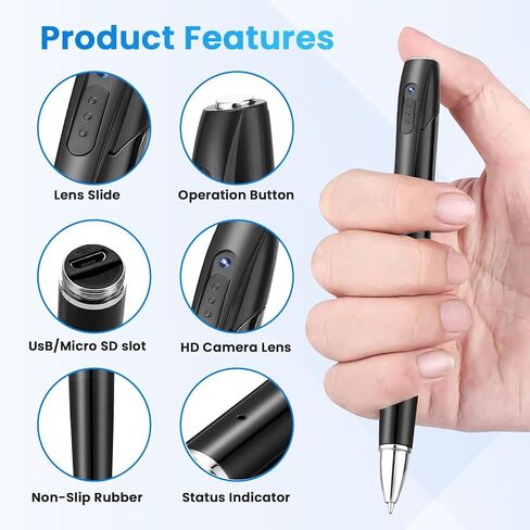 1080P HD Spy Camera, 64GB Mini Body Cam, Hidden Cameras, Mini Camera, Rechargeable Small Pocket Cam, Suitable for Feetings, Classrooms, Business Negotiations in Kuwait