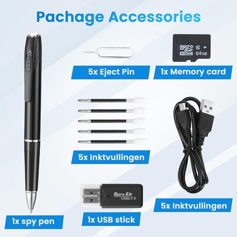 1080P HD Spy Camera, 64GB Mini Body Cam, Hidden Cameras, Mini Camera, Rechargeable Small Pocket Cam, Suitable for Feetings, Classrooms, Business Negotiations in Kuwait