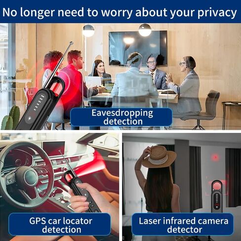 6-in-1 Hidden Camera Detectors, AI Chip Anti-Spy Camera Finder & 6 Modes | GPS Tracker & Bug Detector, Portable RF Signal Scanner for Hotel, Dressing Room, Bathrooms, Cars & Travel Security (Black) in Kuwait