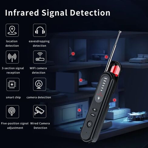 6-in-1 Hidden Camera Detectors, AI Chip Anti-Spy Camera Finder & 6 Modes | GPS Tracker & Bug Detector, Portable RF Signal Scanner for Hotel, Dressing Room, Bathrooms, Cars & Travel Security (Black) in Kuwait