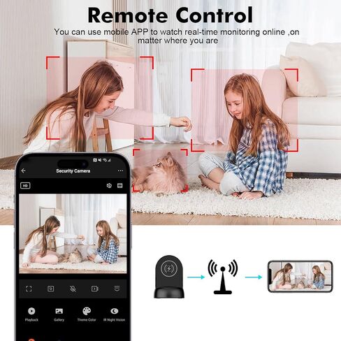 Security Camera WiFi Wireless Phone Charger, Security Cam Motion Activated,HD1080P(Rotate Lens) with 250°Viewing Angle, camaras espias ocultas for Home Office Security(2.4/5G) in Kuwait