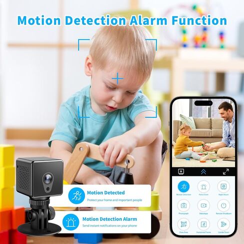 4K Mini Tiny Camera Wireless Security Indoor 2026 Home HD WiFi Small Cameras Nanny Cam Portable Cams for House Pet Office,Motion Detection Night Vision,App Control & SD Storage,Can No Need WiFi Cams in Kuwait