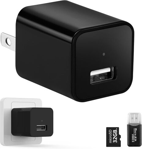 Mini Camera with 64G Card 1080P Small Security Camera Charger with Motion Detection for Indoor (No WiFi) in Kuwait