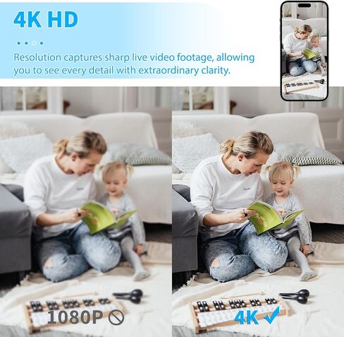 4K Mini Tiny Camera Wireless Security Indoor 2026 Home HD WiFi Small Cameras Nanny Cam Portable Cams for House Pet Office,Motion Detection Night Vision,App Control & SD Storage,Can No Need WiFi Cams in Kuwait