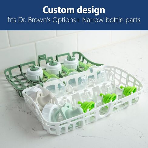 Dr. Brown's Dishwasher Basket for Small Baby Bottle Parts, Pacifiers, and Accessories, Clean, Store and Organize Newborn Essentials, BPA Free, Green (Pack of 2) in Kuwait