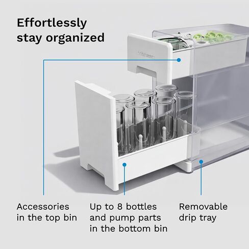 Baby Brezza Covered Drying Rack & Countertop Organizer - Vertical Bottle Storage with Lid - Fits Large 8 Bottle Capacity Plus Accessories to Keep Items Tidy in Kuwait