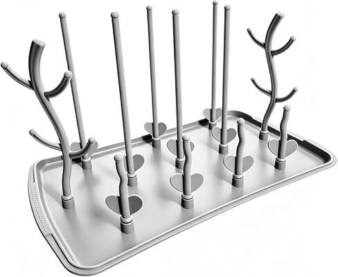 Baby Bottle Drying Rack, Large Vertical Bottle Dryer Rack Holder for Countertop,Baby Bottle Holder Storage Station for Pacifiers,Pump Accessories Stand,Grey in Kuwait