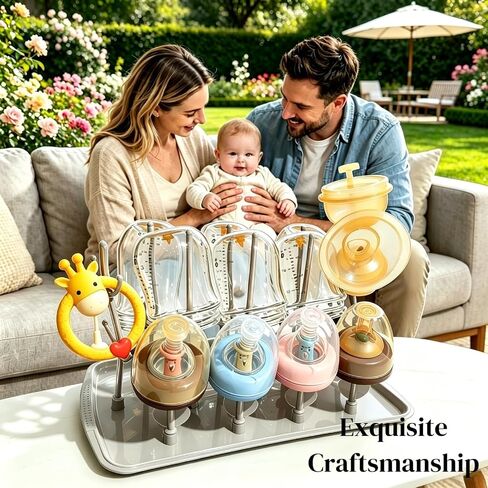 Baby Bottle Drying Rack, Large Vertical Bottle Dryer Rack Holder for Countertop,Baby Bottle Holder Storage Station for Pacifiers,Pump Accessories Stand,Grey in Kuwait