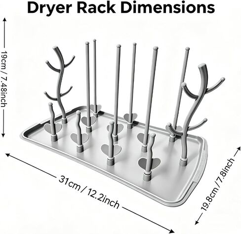 Baby Bottle Drying Rack, Large Vertical Bottle Dryer Rack Holder for Countertop,Baby Bottle Holder Storage Station for Pacifiers,Pump Accessories Stand,Grey in Kuwait