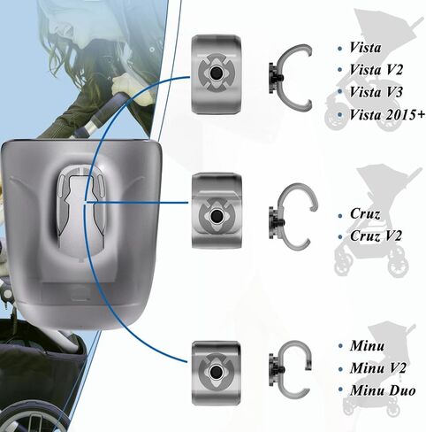 Stroller Cup Holder Fits for UPPAbaby Vista/Vista V2/Vista V3/Cruz/Cruz V2/Minu/Minu V2/Minu Duo, Securely Hold The Cup, Quick Attachment, Folds with Stroller, Drinking On The Go,Grey in Kuwait