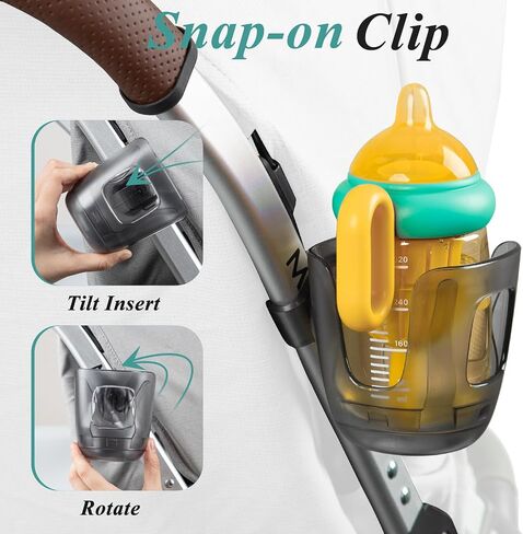 Stroller Cup Holder Fits for UPPAbaby Vista/Vista V2/Vista V3/Cruz/Cruz V2/Minu/Minu V2/Minu Duo, Securely Hold The Cup, Quick Attachment, Folds with Stroller, Drinking On The Go,Grey in Kuwait