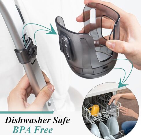 Stroller Cup Holder Fits for UPPAbaby Vista/Vista V2/Vista V3/Cruz/Cruz V2/Minu/Minu V2/Minu Duo, Securely Hold The Cup, Quick Attachment, Folds with Stroller, Drinking On The Go,Grey in Kuwait