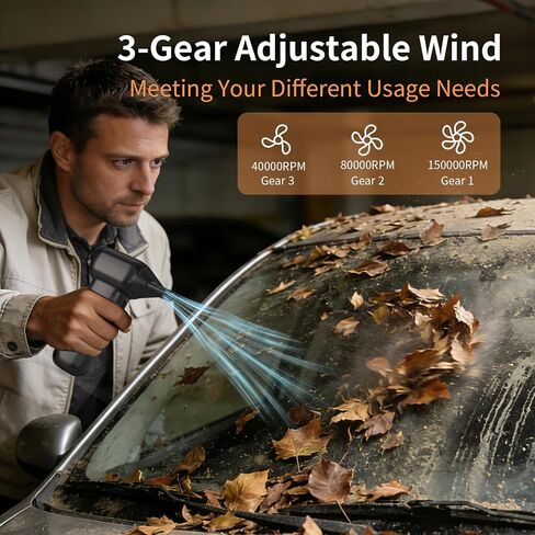 Electric Air Duster 8000mAh LED Display Turbo Blower | Compressed Air Duster Alternative. 150000RPM Brushless Motor, 5-in-1 Kit for PC, Keyboard, Car, Outdoor in Kuwait