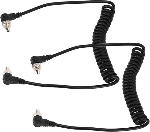 Flash Sync Cable, Durable High Speed Spring, PC Male to Male Sync Cord, with Reinforced Sleeve Black 2Pcs, for Professio in Kuwait