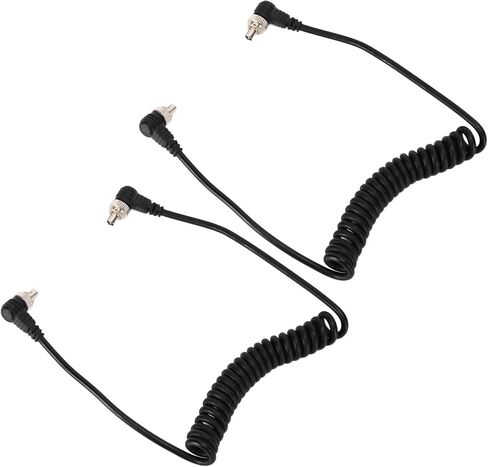 Flash Sync Cable, Durable High Speed Spring, PC Male to Male Sync Cord, with Reinforced Sleeve Black 2Pcs, for Professio in Kuwait