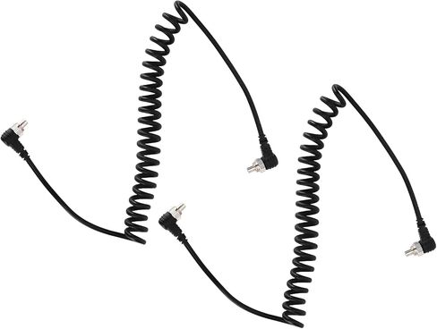 Flash Sync Cable, Durable High Speed Spring, PC Male to Male Sync Cord, with Reinforced Sleeve Black 2Pcs, for Professio in Kuwait