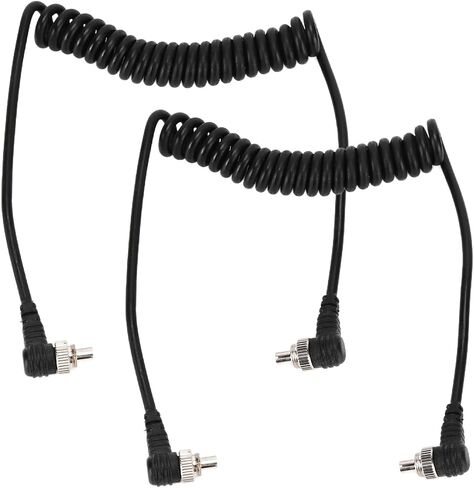 Flash Sync Cable, Durable High Speed Spring, PC Male to Male Sync Cord, with Reinforced Sleeve Black 2Pcs, for Professio in Kuwait