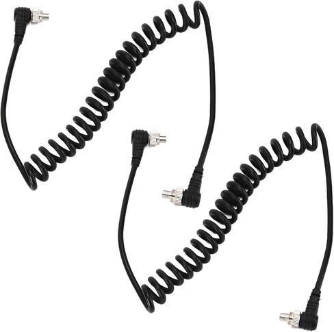 Flash Sync Cable, Durable High Speed Spring, PC Male to Male Sync Cord, with Reinforced Sleeve Black 2Pcs, for Professio in Kuwait