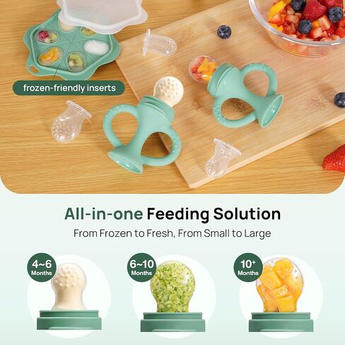 Papablic Easyhold Baby Fruit Food Feeder, Teething Relief Pacifier & Frozen Teether, BPA-Free Silicone Breastmilk Popsicle Molds, Summer Travel Essentials for Infants 4-12 Months in Kuwait