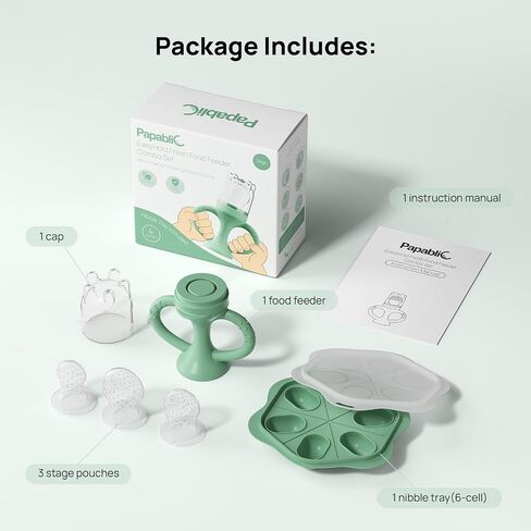 Papablic Easyhold Baby Fruit Food Feeder, Teething Relief Pacifier & Frozen Teether, BPA-Free Silicone Breastmilk Popsicle Molds, Summer Travel Essentials for Infants 4-12 Months in Kuwait