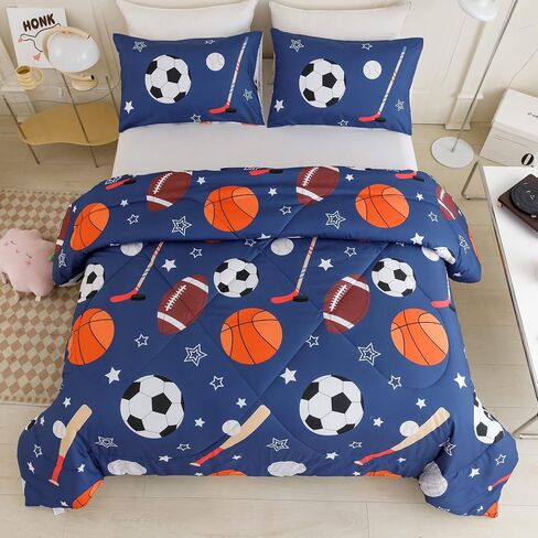 RYNGHIPY Cartoon Dinosaur Comforter Set, Dark Blue Dinosaur Kids Bedding Set for Boys, Dinosaurs Print Comforter Sets for Kids/Toddlers/Teens (Dinosaur,Full) in Kuwait