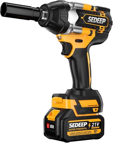 Impact Wrench 1/2 Inch, High Torque Impact Gun with 1500N·m(1100 Ft-lbs), 21V Brushless Electric Impact Wrench with 2 * 40Ah Battery, 5 Sockets for Car/Mower/Pickup/Truck RV（Amber yellow） in Kuwait