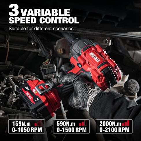 Alloyman Cordless Impact Wrench, 1475Ft-lbs (2000N.m) 1/2 High Torque Brushless Impact Gun, 20V Power Impact Driver, 4000mAh Battery,3 Sockets, Brushless Motor Variable Speeds for Car/Truck RV/Mower in Saudi Arabia
