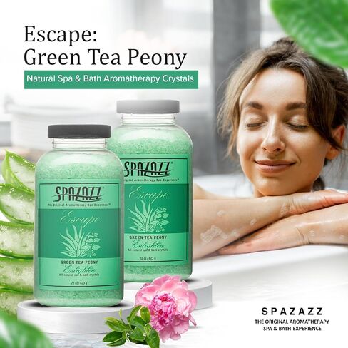 Spazazz SPZ-109 Escape Aromatherapy Crystals Container, 22-Ounce, Green Tea Peony Enlighten in Kuwait