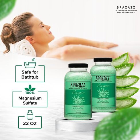 Spazazz SPZ-109 Escape Aromatherapy Crystals Container, 22-Ounce, Green Tea Peony Enlighten in Kuwait