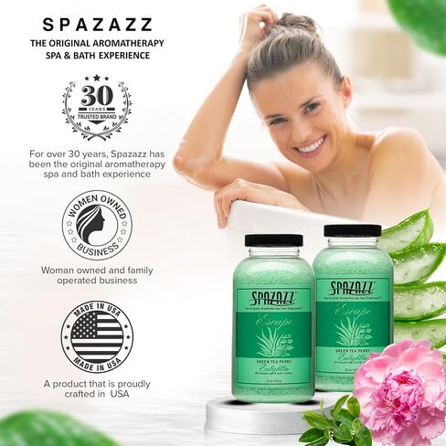 Spazazz SPZ-109 Escape Aromatherapy Crystals Container, 22-Ounce, Green Tea Peony Enlighten in Kuwait
