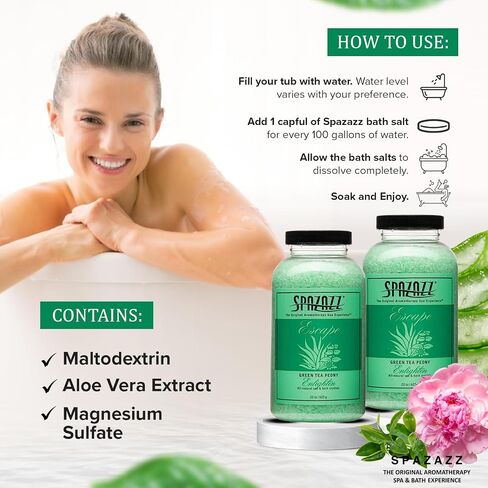 Spazazz SPZ-109 Escape Aromatherapy Crystals Container, 22-Ounce, Green Tea Peony Enlighten in Kuwait