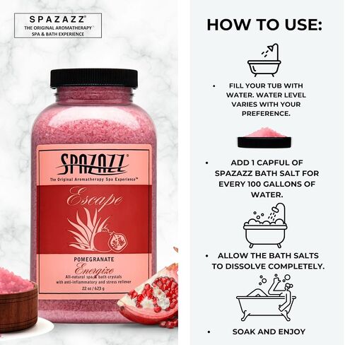 Spazazz SPZ-261 Escape Aromatherapy Crystals Container, 22-Ounce, Pomegranate Energize in Kuwait
