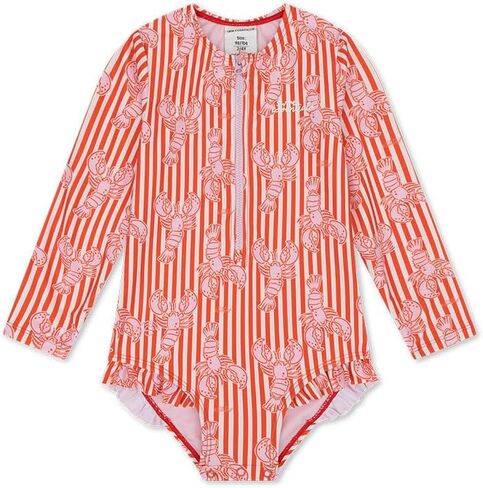 Swim Essentials UV Swimsuit Girls with Long Sleeves - Red - Lobster Bay in Kuwait